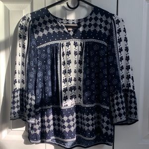 Loft Petite Size XSP Blue and Black Blouse